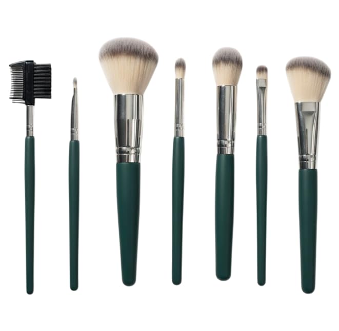 7pcs Ceramic Make-Up Brush Soft Bristles Convenient Daily Make-Up Tool Set Blush Eyeshadow Concealer Brush Loose Powder Highlighter Foundation Full Women Beauty Tool Set-green COLOR