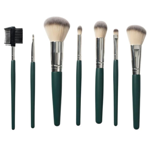 7pcs Ceramic Make-Up Brush Soft Bristles Convenient Daily Make-Up Tool Set Blush Eyeshadow Concealer Brush Loose Powder Highlighter Foundation Full Women Beauty Tool Set-green COLOR