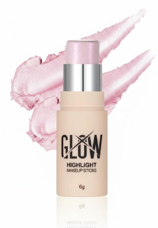 Highlighter Makeup Stick GLOW, Cream Glow Shimmer for a Radiant Finish, Easy to Blend & Long-Lasting Highlight Make Up for Face Eyes Lips (N6)