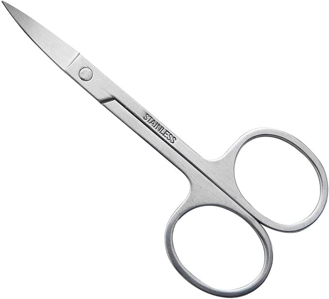 Small Eyebrow Scissors All Purpose - Mini Women's Grooming Metal Steel Curved Cutting Scissors for Brow, Lash, Nose Hair, Mustache, Nail, Craft