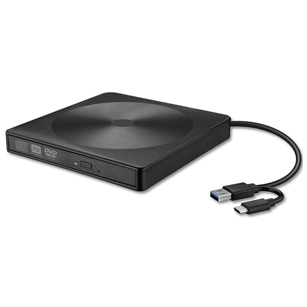 External DVD CD Drive, USB 3.0 Type C Portable CD/DVD +/-RW Drive, DVD/CD ROM Disk Burner Player Writer for Laptop, Desktop, Mac, Windows, Macbook Mac OS, Linux