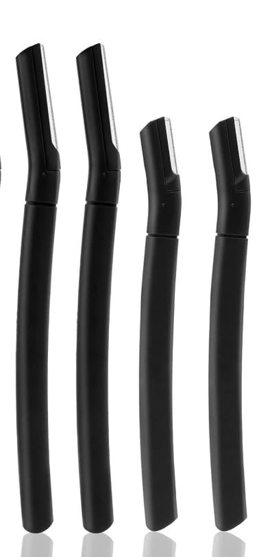 4Pcs Eyebrow Razors-2PCS LARGE+2PCS SMALL -Face Razors Multipurpose, Exfoliating Dermaplaning Tools, Eyebrow Trimmers Shaver with Safety Cover, Facial Hair Removal for Women Men Body Use (black)