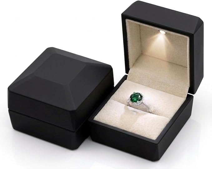 Wedding Box - Innovative Ring Presentation Case with Automatic Pop-Up Feature for Romantic Gifts and Special Moments (Model 2 Black)