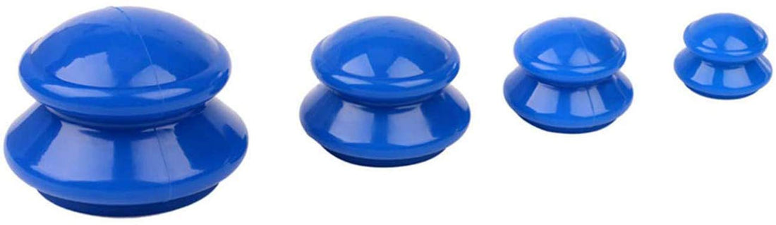 DELFINO Silicone Cupping Cup,Cupping Therapy Set，4pcs Different Size Massage Vacuum Cups, Anti Cellulite Acupuncture Massager Massage Cup Kit, for Muscle Soreness, Pain Relief, Injury Recovery