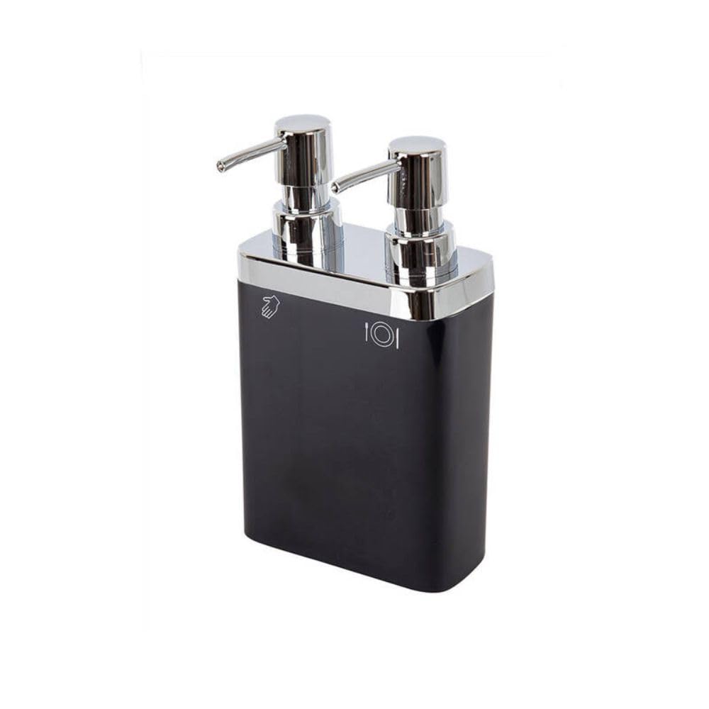 Primanova Viva Double Hand Liquid Soap Dispenser, Dual Pump Soap & Lotion Dispenser,For Bathroom and Kitchen Sink (Black)