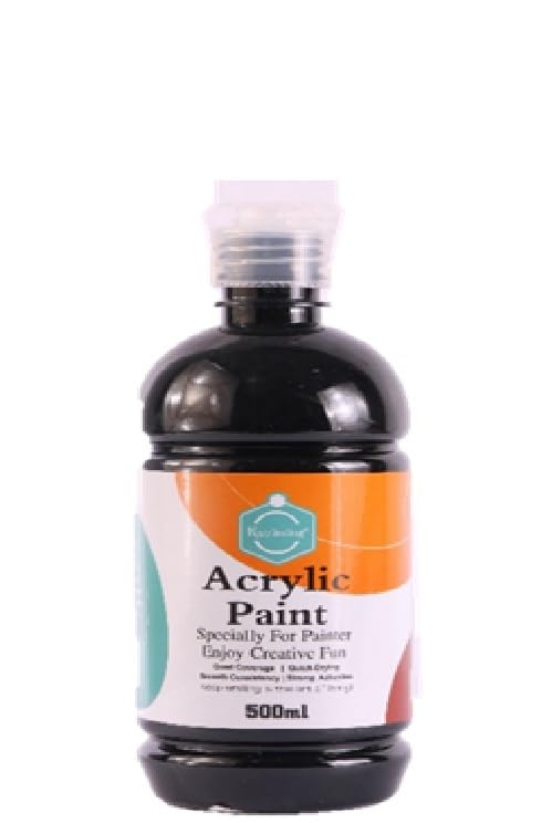 Keep Smiling Acrylic Paint Bottle 500ml, Black, Non-Toxic