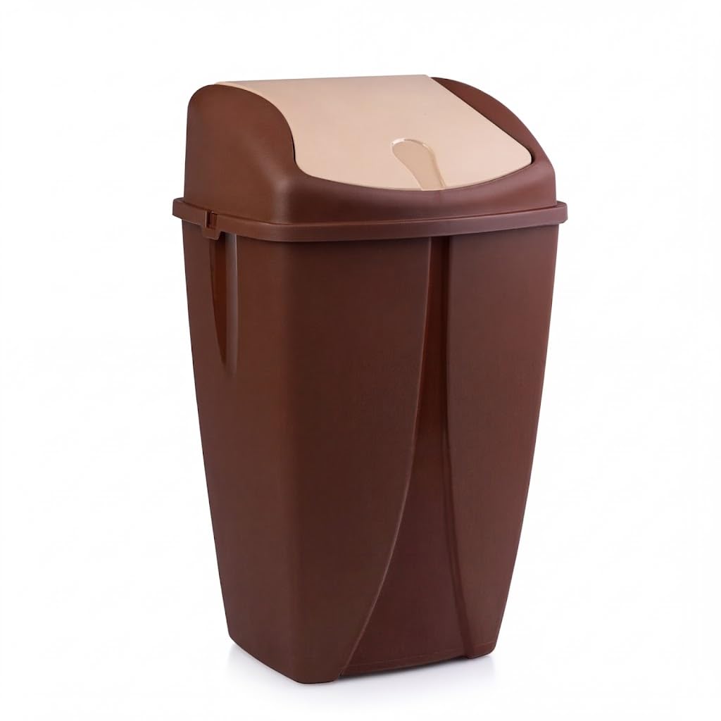 Plastic Swing Lid Trash Can 70 Liters for Kitchen and Office - Multi Color (Random Color)