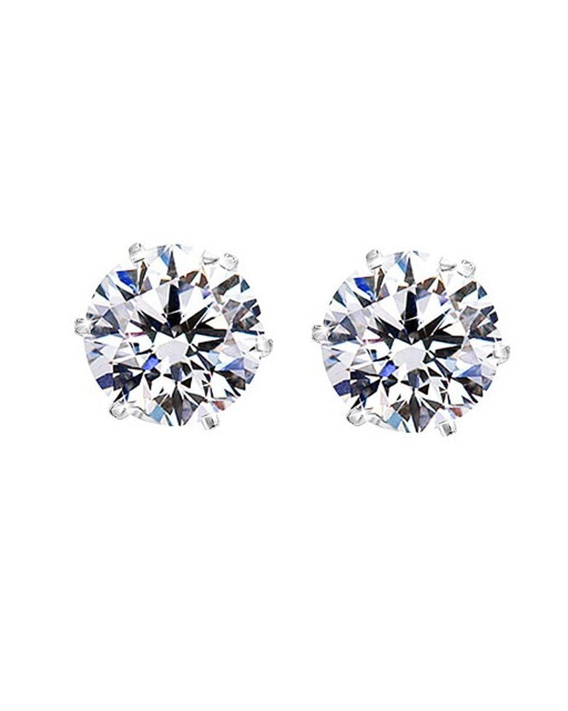 Round Cut Clear CZ Stainless Steel Men Magnetic Stud Earrings No Piercing 7mm