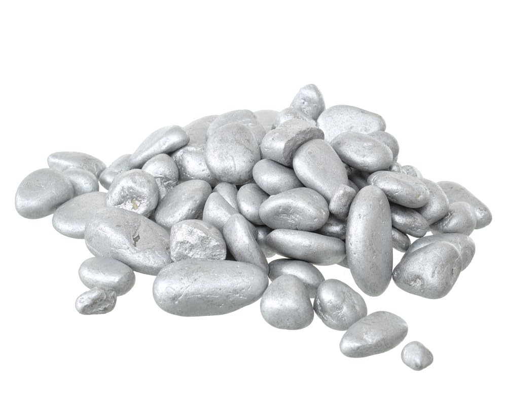 Big Gardening Potted Plants for Plants, Home DIY Decor, Aquarium Gravel, Vase Fillers, Fairy Garden, Landscaping Outdoor Stones 1 Pack (700g) Outdoor Decoration - Silver