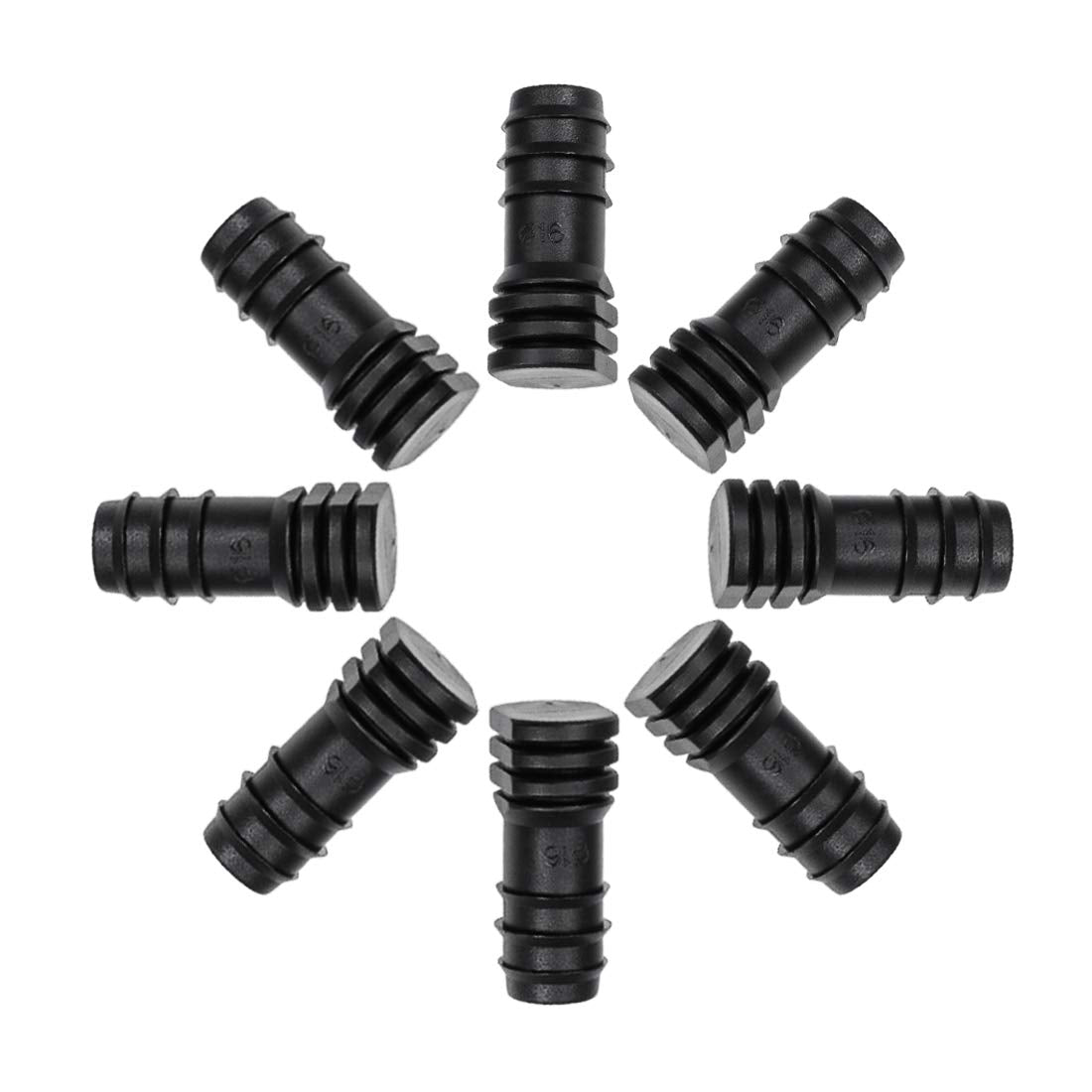 uxcell Barb Drip Pipe End Closure Cap 16PE Hose Plug Connector for Garden Agricultural Irrigation System, Plastic 15pcs