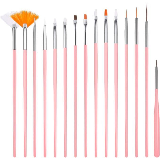Nopatia 15 Pcs Professional Nail Art Brush Set - Acrylic Gel Nail Art Painting Painting Drawing Drawing Tools Set - Precision Dotting Pens for Home Salon