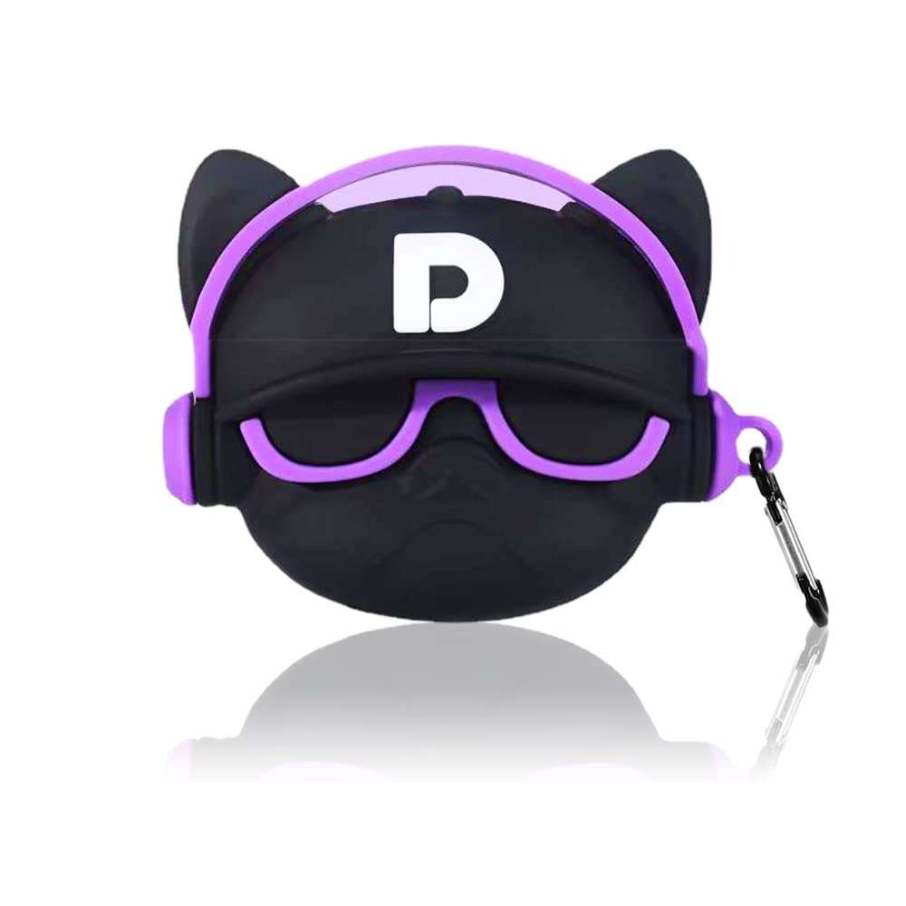 AirPods 3 Case Silicone Anime, Funny Cute 3D Cartoon Soft Airpods 3rd Generation Protective Case and Skin Case Cover with Carabiner, Wireless Charging & Shockproof Purple Bulldog