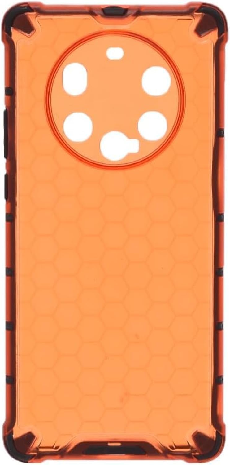 Generic Plastic Honeycomb Shockproof Transparent Back Cover With Flexible Silicone Black Edges Protective For Huawei Mate 40 Pro Plus 6.76 Inch - Orange Black