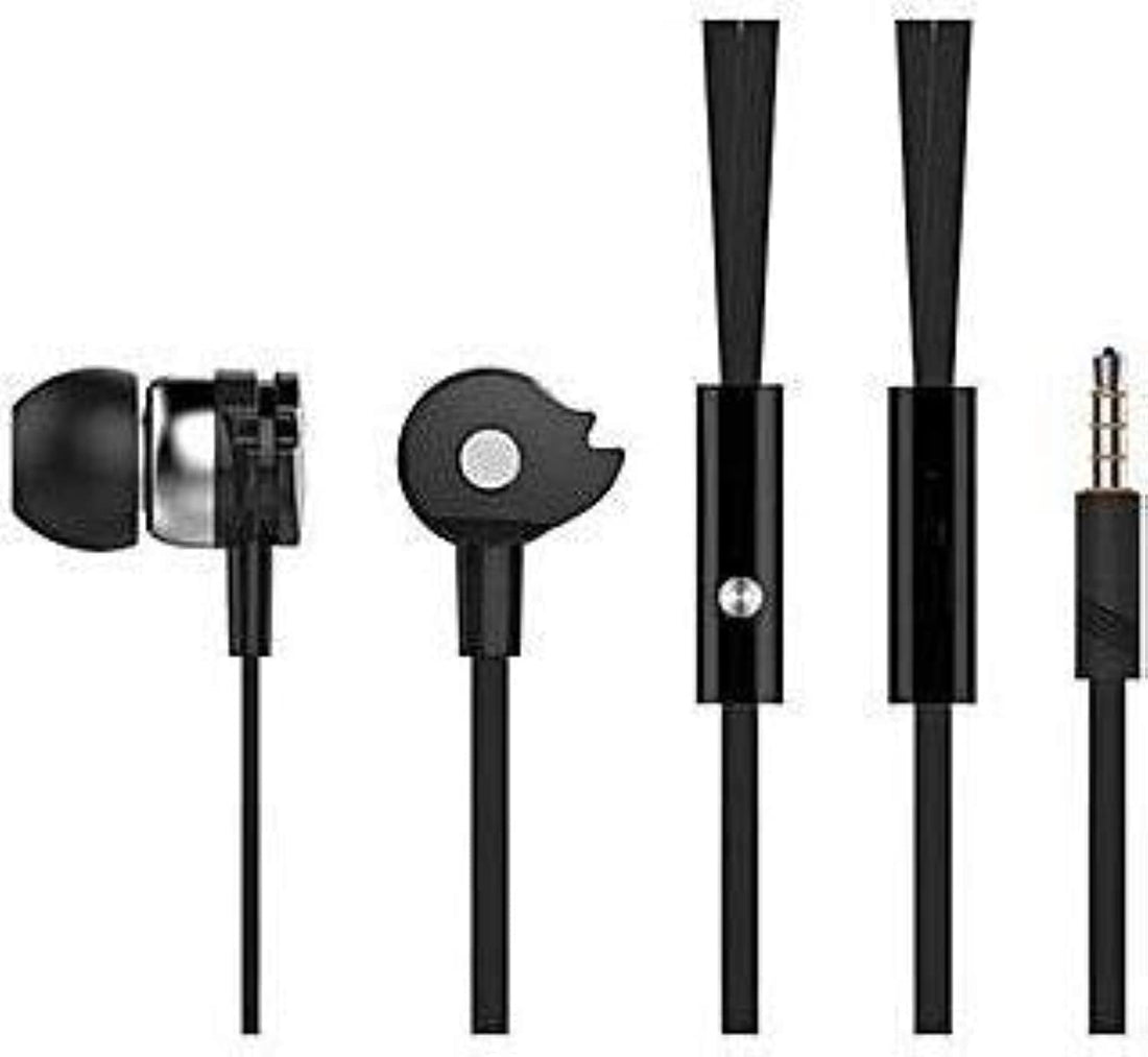 Celebrat D1 Wired Magic Wheel Stereo Earphones – 3.5mm Jack with Mic, In-Line Control, Dynamic Sound and Clear Calls – Black