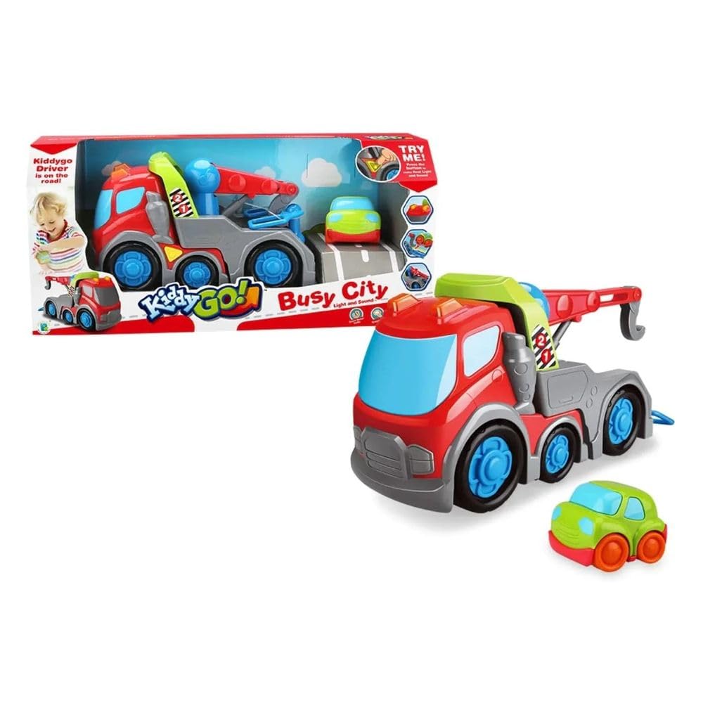 Kiddy Go Busy City Tow Truck with Light and Sound, 3+ Years, Multicolor, Plastic, 30x16.5x13.5 cm, Unisex