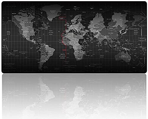 World Map Extended Gaming Mouse Pad, Large Desk Mat with Stitched Edges, Non-Slip Rubber Base, Smooth Surface Keyboard & Mouse Pad for Gaming, Office, Laptop & Desktop, 70 × 30 cm – Multi-Color