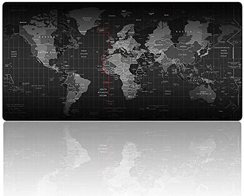 World Map Extended Gaming Mouse Pad, Large Desk Mat with Stitched Edges, Non-Slip Rubber Base, Smooth Surface Keyboard & Mouse Pad for Gaming, Office, Laptop & Desktop, 70 × 30 cm – Multi-Color