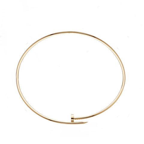Julia Store 18K Gold Plated Polished Stainless Steel Trendy Elegant Nail Chunky Collar Statement Women Choker Necklace Jewelry