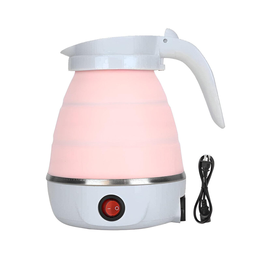 Portable Kettle - Innovative Collapsible Silicone Electric Kettle Perfect for Travel, Featuring a Compact Design and Efficient 600W Power for Quick Boiling (Pink)