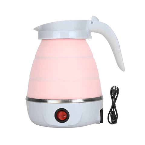 Portable Kettle - Innovative Collapsible Silicone Electric Kettle Perfect for Travel, Featuring a Compact Design and Efficient 600W Power for Quick Boiling (Pink)