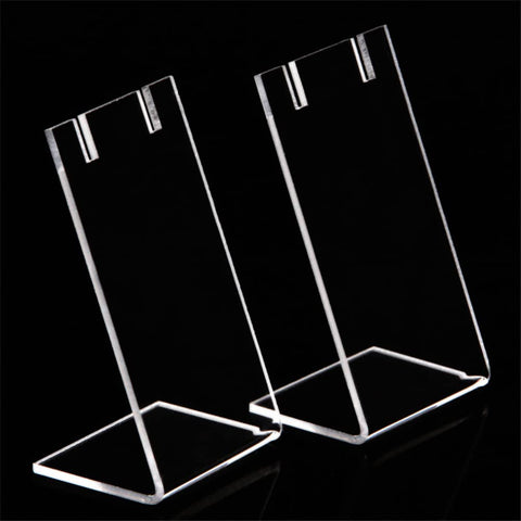 BEST MEDIA 4 Pack L-Shaped Acrylic Earring Display Stands, Clear Single Pair Jewelry Holder and Rack, Modern T-Stand for Retail Show, Craft Fairs, and Personal Vanity Storage