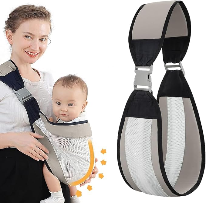 Baby Sling Carrier for Newborns & Toddlers - Adjustable Half Wrapped Hip Holder, One Size Fits All (Grey)