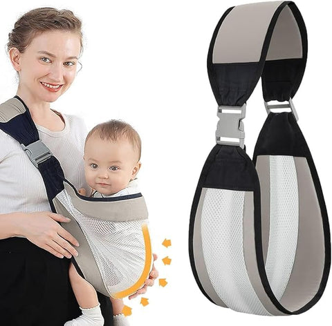 Baby Sling Carrier for Newborns & Toddlers - Adjustable Half Wrapped Hip Holder, One Size Fits All (Grey)