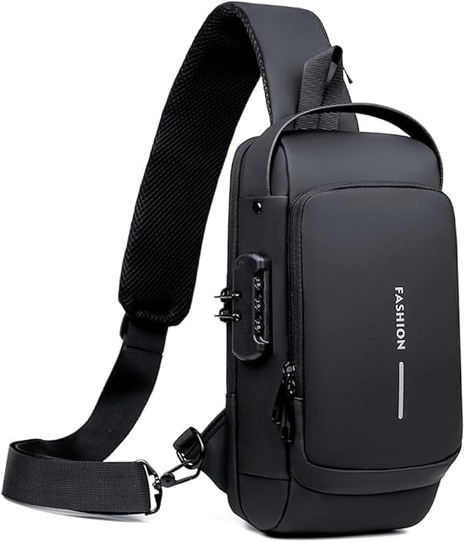 MT Anti-theft Sling Bag Business Men Bag Chest Crossbody bags with USB Password Lock, Multi-pocket Design, Shoulder Bag, Cross Body Bag, Handbag