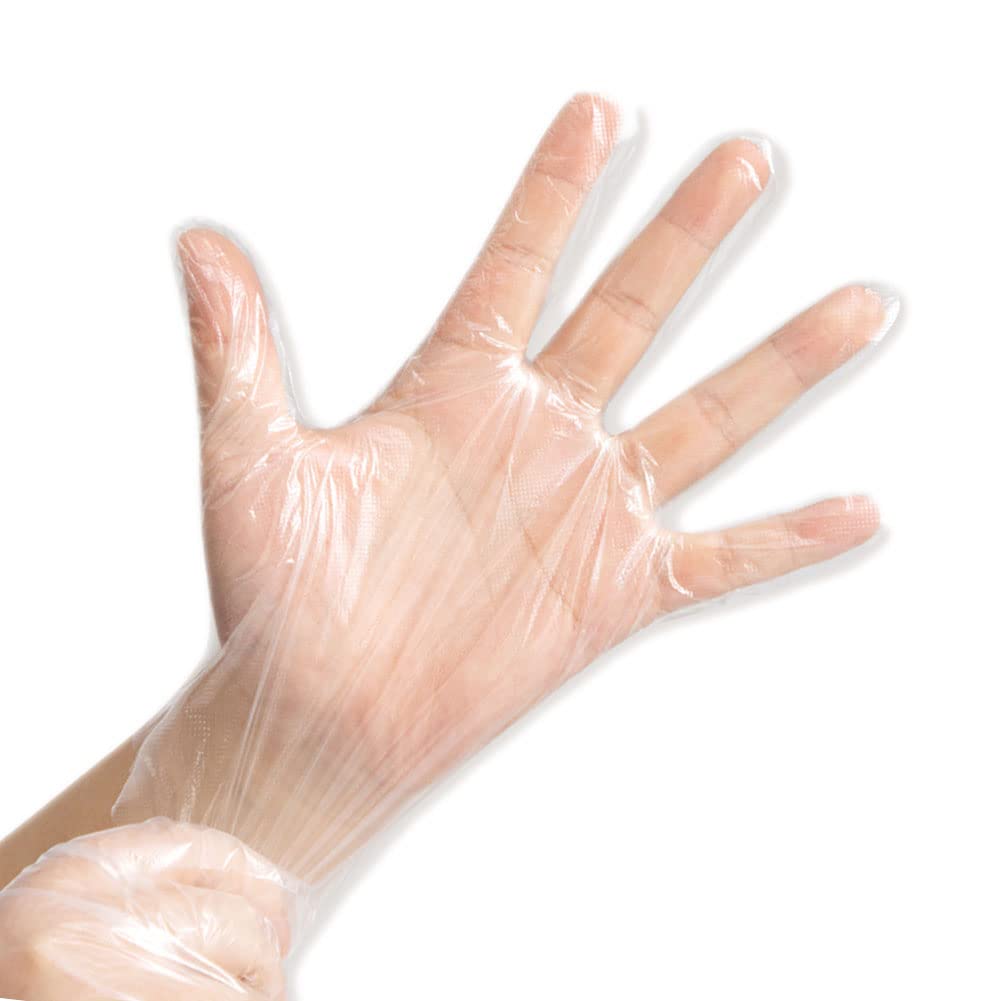 Disposable Gloves, 100 PCS Thickened Vinyl Gloves Disposable Medium, Universal Transparent Plastic Hand Gloves for Kitchen Cleaning, Safety Protection (Avoid Touching), Food, Bathroom, Hairdressing