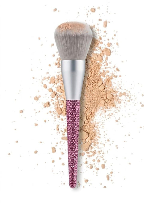 Makeup large Brush Powder Brush Foundation Blush Bronzer Contour Face Blender Professional Mineral Blending Buffing Thick and Dense Soft Synthetic Fibers -dark pink glitterhand
