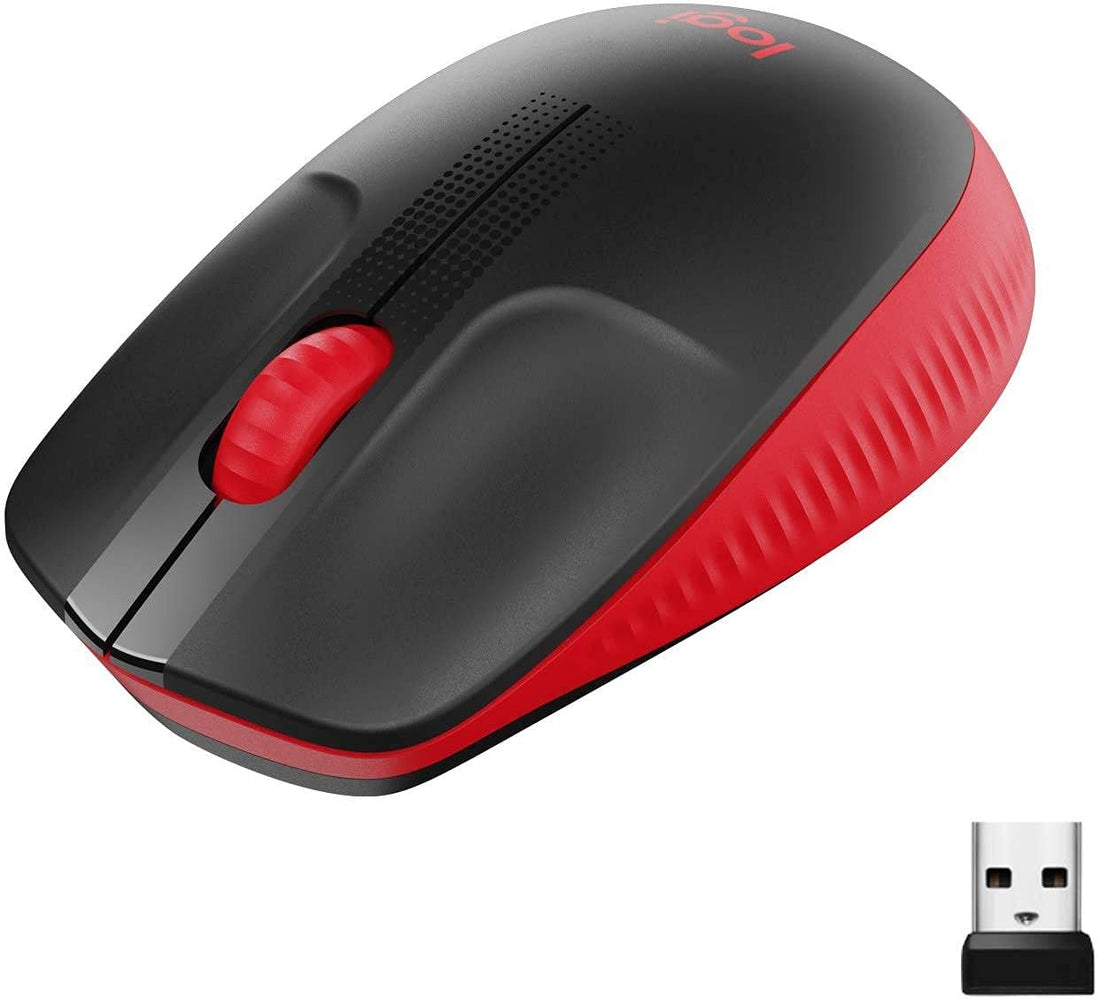 Logitech Wireless Mouse M190, Full Size Ambidextrous Curve Design, 18-Month Battery with Power Saving Mode, USB Receiver, Precise Cursor Control + Scrolling, Wide Scroll Wheel, Scooped Buttons - Red