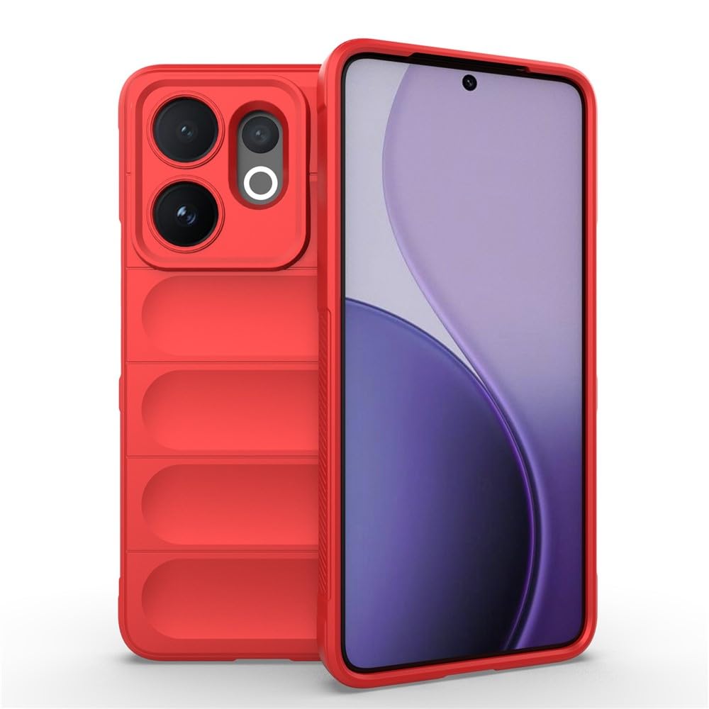 Phantom Shield Silicone Case with Anti-Scratch Soft Microfiber Lining, High Resilience Rubber Full Body Shockproof Cover Compatible with Vivo V60 5G (Red)