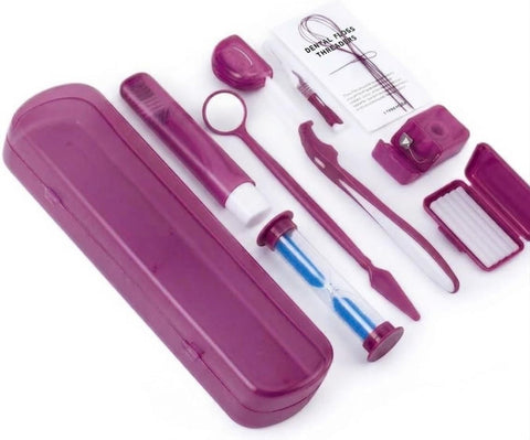 Net Bag Portable Orthodontic Care Kit Orthodontic Toothbrush Kit for Orthodontic Patient for Braces Travel Oral PURPLE Care Kit Dental Travel Kit Interdental Brush Dental Wax Dental Floss(8 Pcs/Pack)-