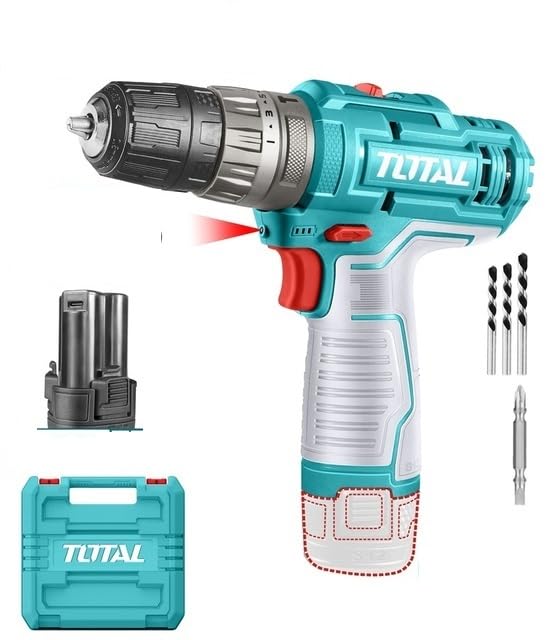 TOTAL Super 12V Lithium-Ion Cordless Impact Drill - 3 Function TIDLI12202, 20Nm Max Torque, 400-1500