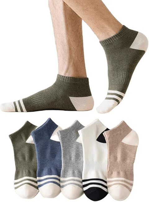 "Smart Edge Men's 2 Line Masterpiece Socks, Summer Low Cut Ankle Socks, Super Stylish, Set of 6 Pairs Assorted Colors.Fashion Design.
