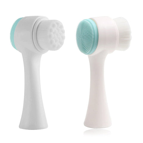 Silicone Face Cleansing Brush, 3D Face Cleansing Brush Manual Double Sides Facial Exfoliating Brush Deep Cleansing Scrubber For Anti-Acne Blackhead Removal Massage Pores Sensitive Delicate Oily Skin