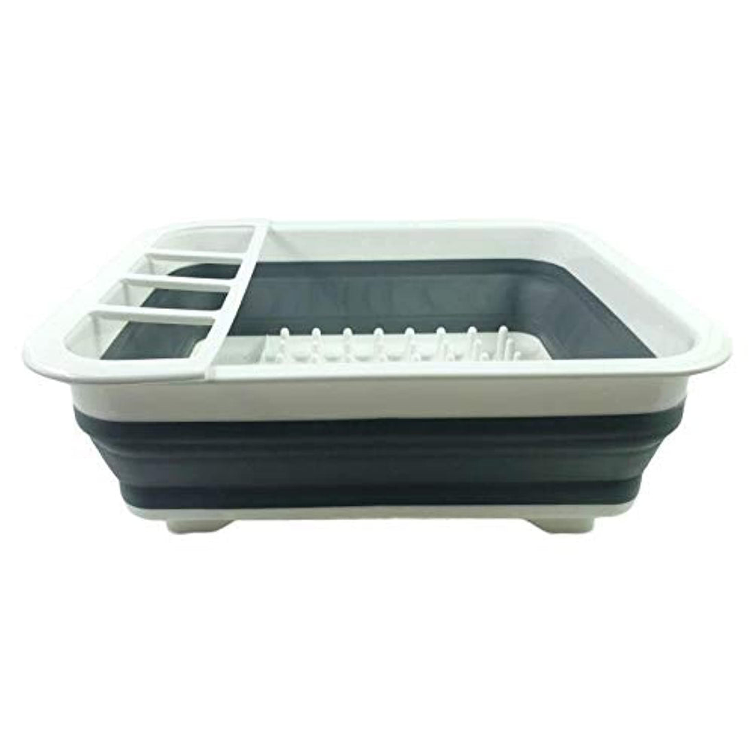 Generic Folding Kitchen Drain Dish Rack Cutlery Storage Box Folding Dish Rack Cutlery Stand Cup Holder Grey