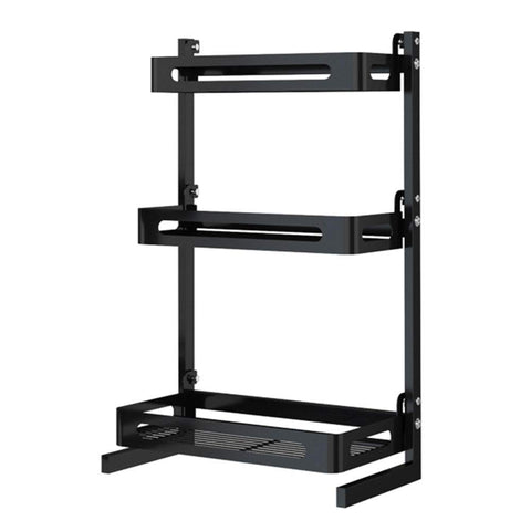 XHSSF Stainless Steel Spice Racks Stand-up Spice Shelf Kitchen Storage Rack Strong Bearing Capacity Large Capacity for Bathroom Living Room-Black_3 Tier A