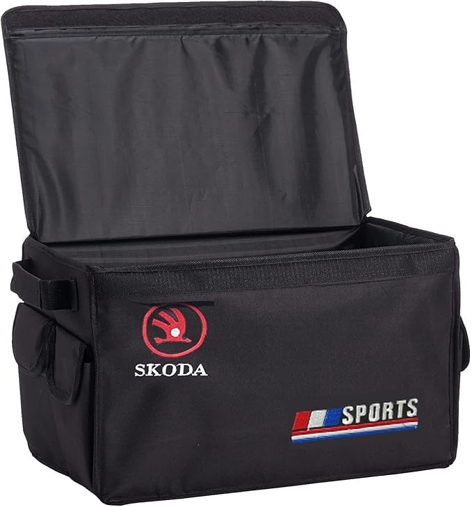 YOSHOP Foldable Car Trunk Organizer Storage Box with Small Pockets and Slots - SKODA