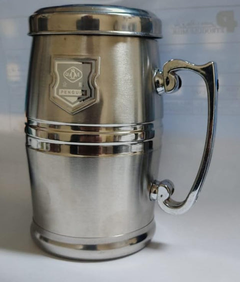Stainless Steel Travel Mug with Handle, Penguin Logo, Double-Walled Design