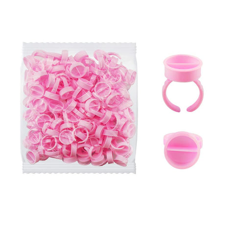 Pack of 100 Tattoo Ink Rings Microblading Pigment Glue Holder Cup Makeup Eyelashes Eyebrow Ink Caps Rings for Permanent Makeup Supply (L with Divider)