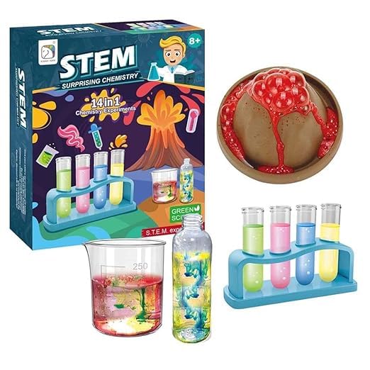 Little Chemist's Science Discovery Set For Kids 27-Piece STEM Volcano, Colors & Reactions Lab - Educational Toy for Young Scientists