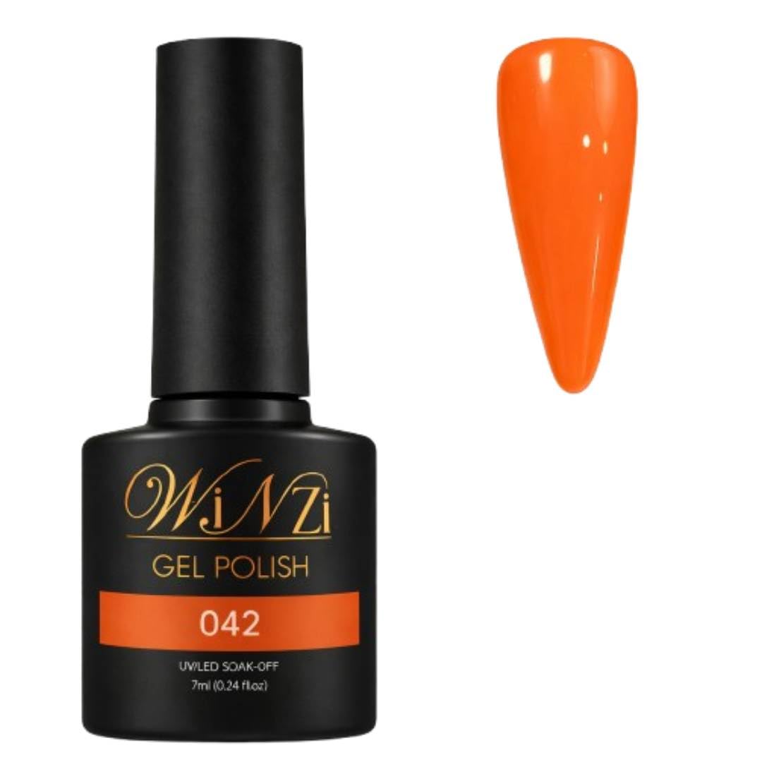 Gel Nail Polish 7ML, Soft Orange Shade, Light Warm Orange Color, Soak Off UV LED Gel, Smooth Application, High Gloss Finish, Salon & Home DIY Manicure Nail Art (042)