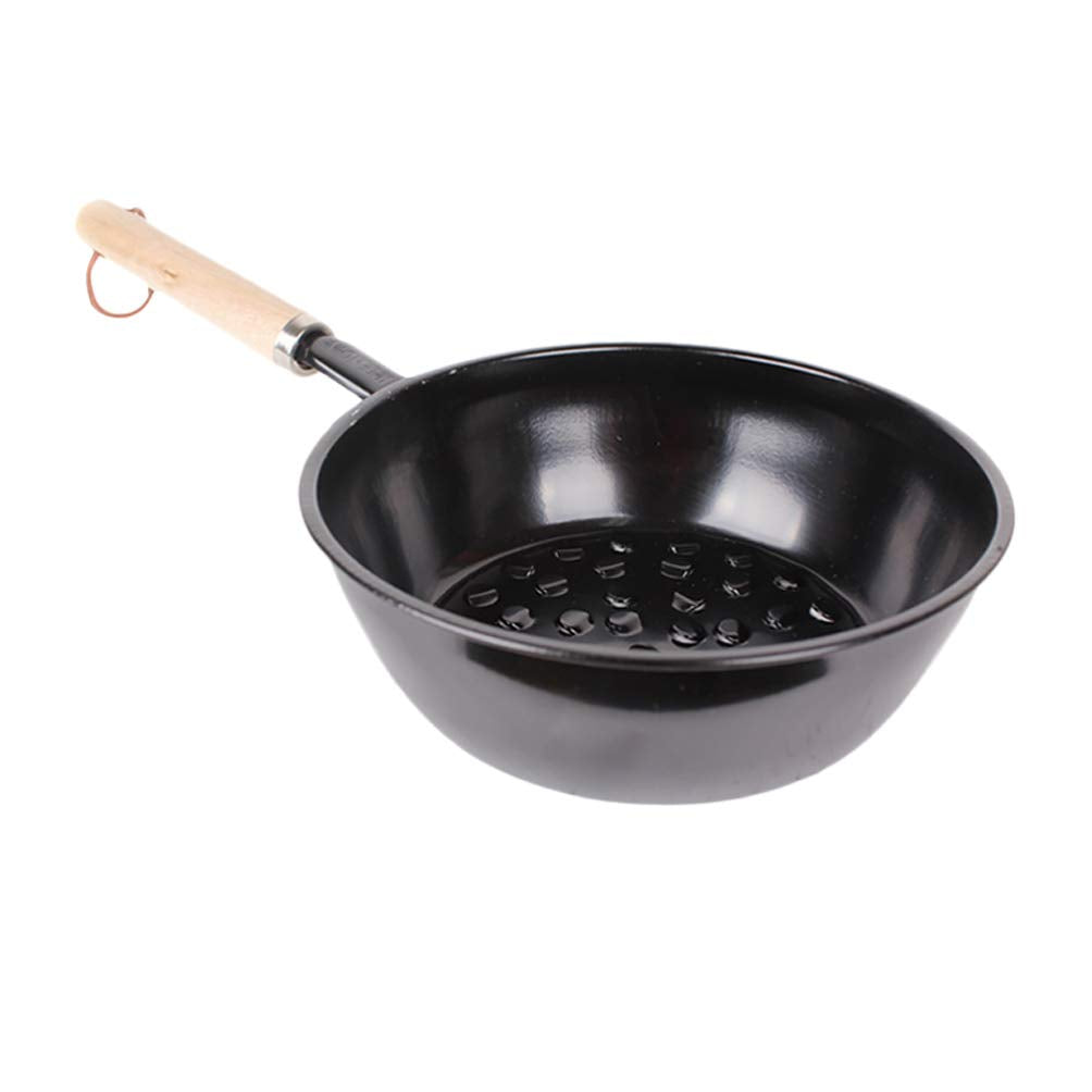 Happyyami Camping Burner Pot Chimney Starter Charcoal Starter Basket Pot Camping Barbecue Brazier with Wooden Handle