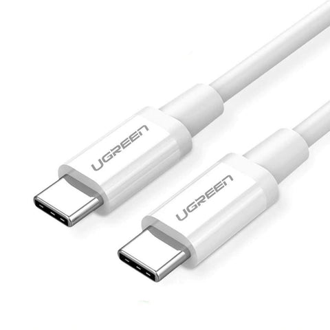 UGREEN 60W PD 3A USB Type C Male To Type C Male, Quick Charge Cable with 480Mbps Data Transfer Speed, Type-C Computers to Smartphones Data Syncing, 1M - White