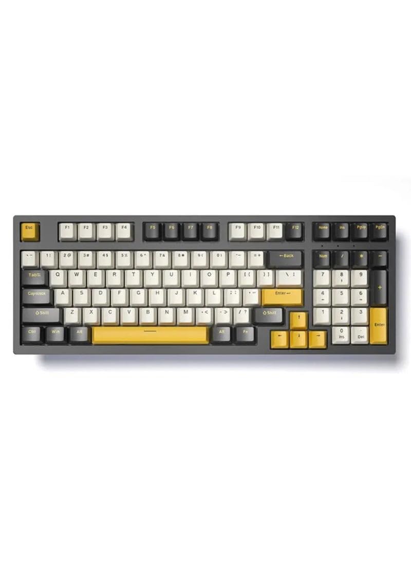 Gaming Keyboard – 98% Compact Usb/Usb Type-C Wired Mechanical Keyboard – Rgb Backlit Led – 98 Eng Keys Pbt Keycaps – Blue Switches – For Mac/Win - Black, White