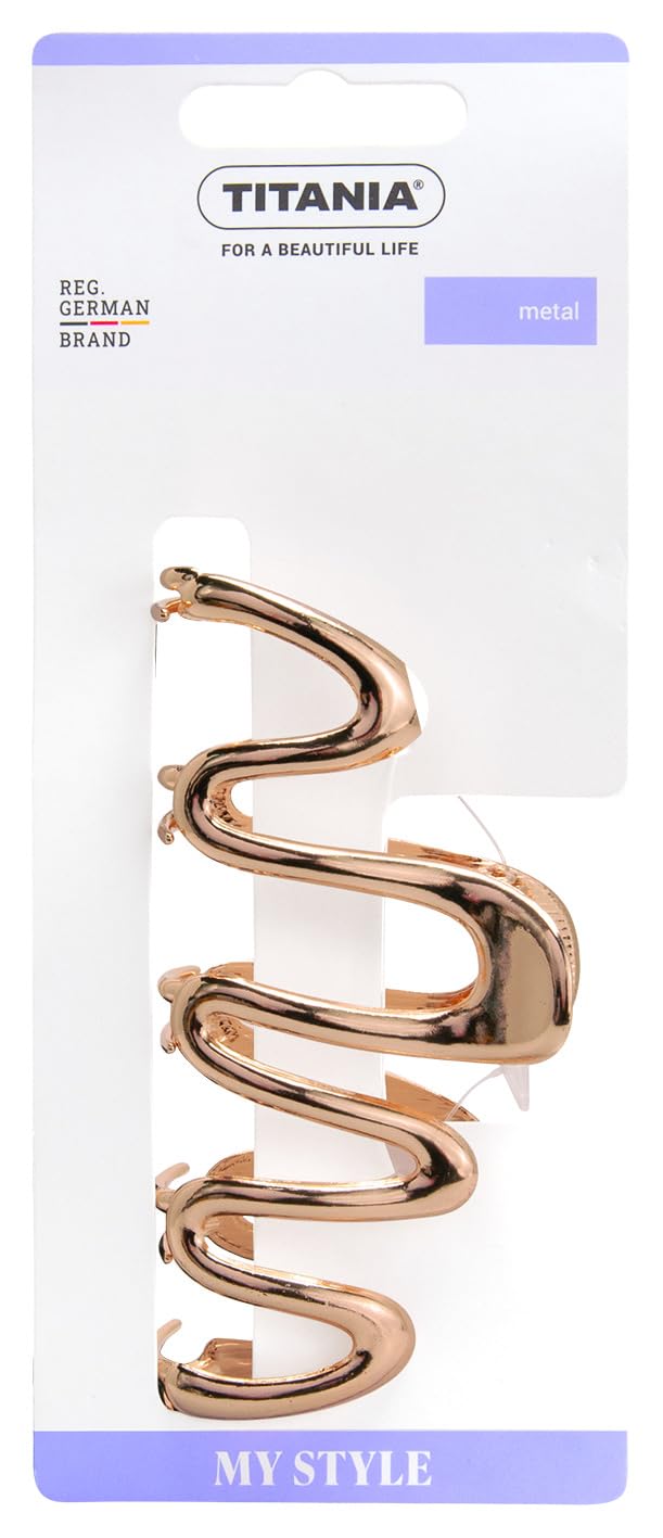 Titania 8265 Wave Metal Hair Clip, 11 cm Size, Gold