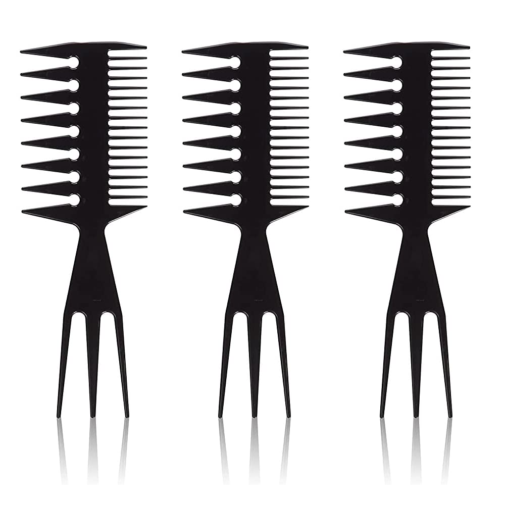 Trio Plastic Hair Styling Comb (Black 3 Piece)