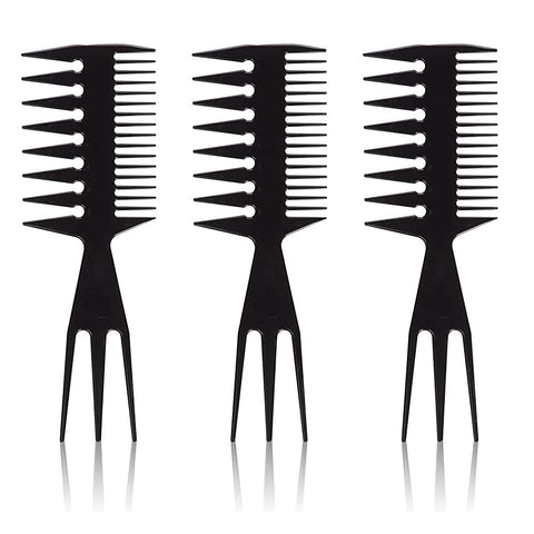Trio Plastic Hair Styling Comb (Black 3 Piece)