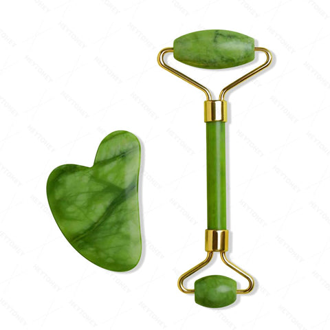 Facial Massager Jade Roller & Gua Sha Tool 100% Natural Himalayan Stone Reduces Wrinkles Fine lines and Dark Circle
